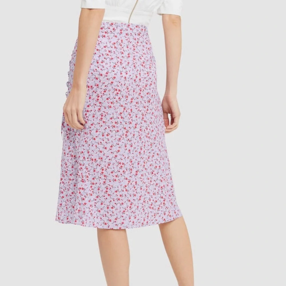 Intermix Gwen Printed Purple Women 8‎ Silk Blend Midi Lightweight Floral Skirt
